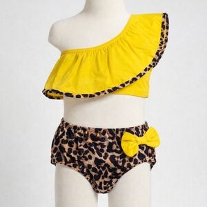 Toddler Girls Swimsuit Size 90 (18–24 Months) | Yellow One-Shoulder Bikini